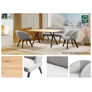 OTTO home "Aretha Esstischbank, Sitzgruppe, Küchenbank, Polsterbank", Set, 4er, 4 Stk. tlg. Esszimmer Sitzgruppe, Tisch, Stühle und Bank gepolstert, Nosagfederung,