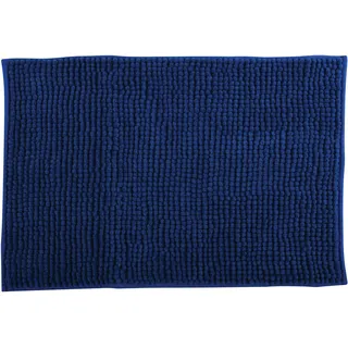 MSV Badteppich Badvorleger Duschvorleger Chenille Hochflor Badematte 50x80 cm – Blau