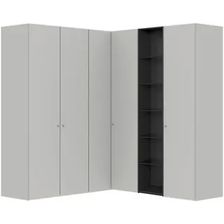 Jutzler Eckkleiderschrank , Schwarz, Hellgrau , Glas, Holzwerkstoff , 8 Fächer , 203x220x199 cm , Typenauswahl, Beimöbel erhältlich, umfangreiches Zubehör erhältlich, in verschiedenen Holzarten erhältlich, in verschiedenen Größen erhältlich, in verschiedenen Holzdekoren erhältlich, individuell planbar , Schlafzimmer, Kleiderschränke, Eckschränke