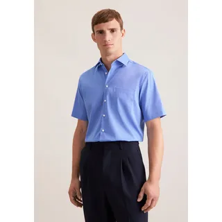 Businesshemd SEIDENSTICKER "Schwarze Rose", Herren, Gr. 4XL49, normale Ärmellängen, blau (mittelblau), 100% Baumwolle, unifarben, regular fit, gerader Abschluss, Hemden Businesshemd, Regular 1/2 Kentkragen Uni