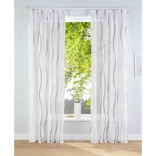 Gardine OTTO HOME "Dimona" Gr. 3, bunt (weiß, silberfarben, grau), B:140cm H:225cm, Voile, Polyester, Gardinen, Gardine, 2er-Set, Bestseller, Polyester, Wellen, Topseller