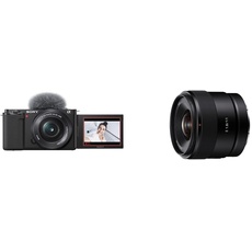 Sony Alpha ZV-E10L | APS-C spiegellose Wechselobjektiv-Vlog-Kamera (schwenkbarer Bildschirm für Vlogging, 4K-Video, Echtzeit-Augen-Autofokus), Schwarz + APS-C-Weitwinkel-Objektiv mit Festbrennweite