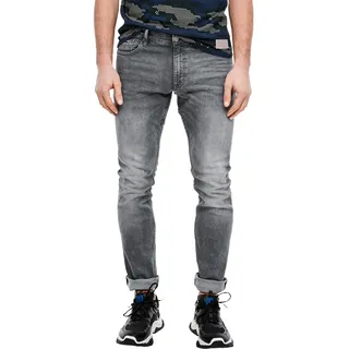 Slim-fit-Jeans QS, Herren, Gr. 38, Länge 34, grau (grau washed), Denim/Jeans, Obermaterial: 99% Baumwolle, 1% Elasthan, unifarben, slim fit knöchellang, Jeans Slim-fit-Jeans, im Five-Pocket Style