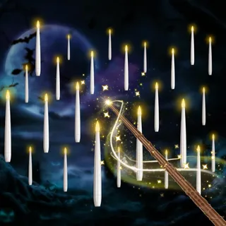 SLVCREK Schwebende Kerzen mit Zauberstab, 20PC LED Kerzen Flackernde Flamme mit Fernbedienung, LED Kerzen Magic Wand für Haus, Kirche, Party, Weihnachten Dekoration
