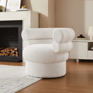 SalesFever Drehsessel Designer-Drehsessel Boucléstoff 86,4 x 71 x 79 cm Weiß drehbar
