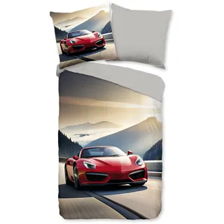 Good Morning "Cabrio", 2 Stk., tlg. Baumwolle, Renforcé, 135x200, 2 Teilig, Wendeoptik, Kind, Junge, Auto