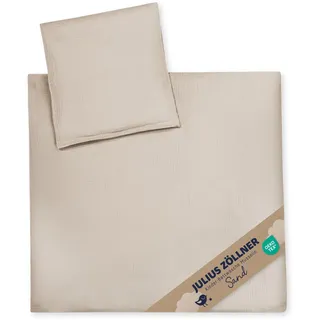 Julius Zöllner Kinderbettwäsche 80x80 + 35x40 cm | 2-teiliges Set aus Deckenbezug und Kissenbezug aus 100% Baumwollmusselin | Oeko-TEX Standard 100 | Sand