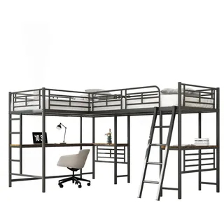 Flieks Hochbett 90x200cm Schwarz zwei Etagenbetten Tisch Doppeltreppe , Holz , 90x200 cm , Babymöbel & Kindermöbel, Kinderzimmer & Jugendzimmer, Kinderbetten, Hochbetten