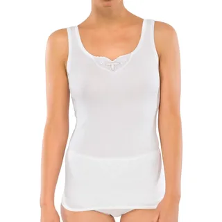 Schiesser Damen Unterhemd Trägertop, 2er Pack, Gr. 46, Weiß (Weiss 100)