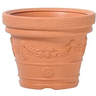 rg-vertrieb Blumentopf Massiv Decora 57 cm Ø Terrakotta | Pflanztopf 52L | UV- & Frostbeständiger Blumenkübel in Stein-Optik | Großer Übertopf für Eingangsbereich, Garten & Terrasse