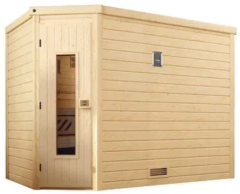 Bild von Premium Massivholzsauna Turku 3 Massivholztür 7,5 kW Bio-Ofen mit digitaler Steuerung inkl. Steuerung