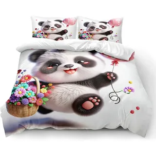 VOGIAY Bettwäsche 135x200 Süße Panda Bettwäsche - Bettbezug für Teenager Mädchen und Jungen - Mikrofaser Bettbezüge mit 1 Kissenbezug 80x80cm Bügelfreie Bettwäsche mit Reißverschluss