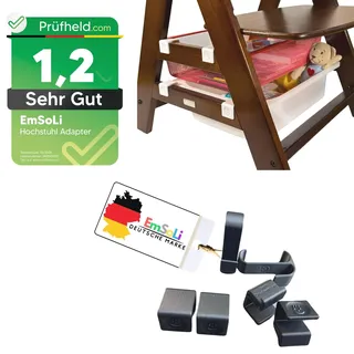 [ TEST SEHR GUT, NOTE 1.2 *]EmSoLi Adapter Schwarz + 2x Haken für Ikea Trofast Box Drahtkorb - kompatibel mit Hauck Alpha, Alpha Plus, Beta Baby Hochstuhl - Hochstühle Kinderstuhl Zubehör Kinder