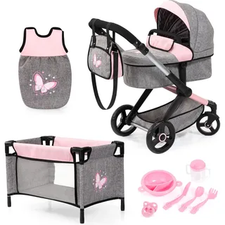 Bayer Kombi-Puppenwagen »Xeo Mega, grau/rosa«, grau