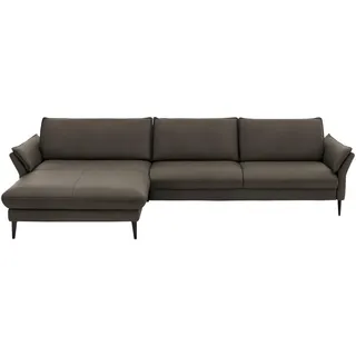 Valdera Ecksofa , Graubraun , Leder , Echtleder , Longlife-Leder, Semi-Anilinleder , Ottomane links, L-Form , 334x172 cm , Goldenes M , erweiterbar, Fußauswahl, Lederauswahl, Stoffauswahl, planbar, Sitzqualitäten, seitenverkehrt erhältlich, Hocker erhältlich, Rücken echt, individuell planbar , Wohnzimmer, Sofas & Couches, Wohnlandschaften, Ecksofas