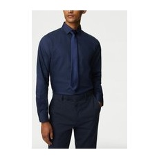 Mens M&S Collection Regular Fit Non Iron Pure Cotton Twill Shirt - Navy, Navy - 19