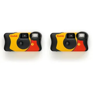 Kodak Fun Saver 27+12 3920949 Einwegkamera (3m Blitzbereich, 135 Film-Format, 800 Film Sensitivity (ISO), 39 Anzahl Bilder) gelb/grau/rot, 35mm (Packung mit 2)