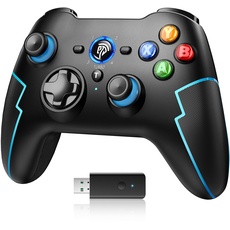 EasySMX Wireless PC Controller Game Controller PC Kabellos Bluetooth Gamepad mit Hall-Trigger&Dual Vibration&Turbo funktion, kompatibel mitPC/PS3/Switch/Android TV/TV-Box/Handy/Tablet/Laptop – Blau