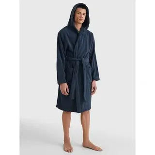 Tommy Hilfiger für Herren. 2S87905573 Marineblauer Bademantel mit Kapuze (XL), Heimtextilien, Baumwolle