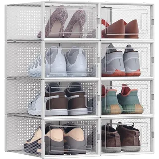 Schuhbox , Transparent , Kunststoff , 8 Fächer , 33.3x14x23 cm , stapelbar, integrierte Durchlüftung , Ordnen & Aufbewahren, Kleideraufbewahrung, Kleidersäcke & Vakuumbeutel