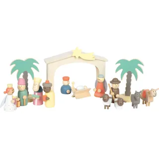 small foot gmbh & co. kg Small Foot Spielset Holzkrippe Weihnachtsgeschichte, Weihnachtsdeko und Spielset, mit detailreichen Krippen-Figuren, für Kinder ab 3 Jahren, 12689,