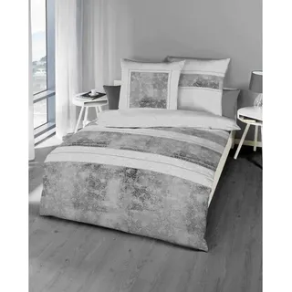 Kaeppel Mako Satin Bettwäsche Favourite, Größe 155x220+80x80 cm, platin - Dunkelgrau
