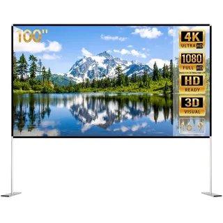 Todeco Beamer Leinwand 100 Zoll, Projektorleinwand mit Stand, 16: 9
