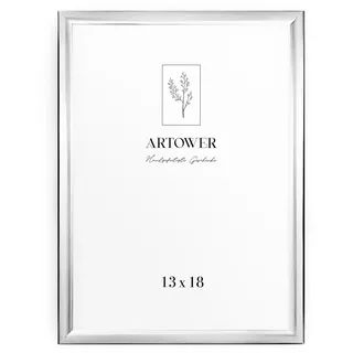 Artower® Bilderrahmen Silber Metall Dünner Rahmen für 13 x 18 cm | Posterrahmen Groß Collage | Picture Frame Metal 13x18 cm | Aluminium Schmal Bilderrahmen | Silver Poster Rahmen
