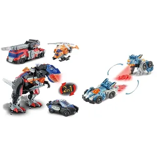Vtech Switch and Go Dinos 3-in-1 Super-T-Rex – Dino-Auto-Transformer & Switch and Go Dinos Fire-Mini-Triceratops – Dino-Auto-Transformer – 2in1 Spielzeug mit Dinostimme