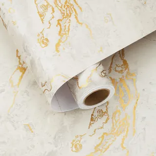 HotDecor Tapete Beige Gold Möbelfolie Selbstklebend Abwaschbare Tapete Küche Klebefolie Möbel Marmor Folie für Arbeitsplatte Küche Küchentapeten Schrank Folie Selbstklebend Wand Tapeten 60cm X 300cm