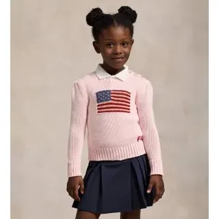 Polo Ralph Lauren für Mädchen. 312668609003 Baumwollpulli mit rosa Fahne (5años= 109/116cm), Lässig, Baumwolle, Kinderbekleidung