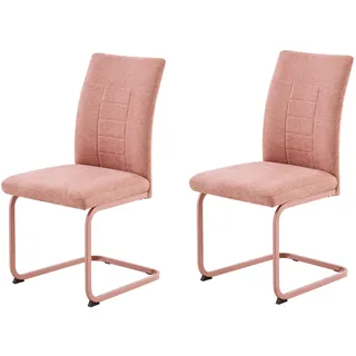 Hela Tische, 2er Set Esszimmerstuhl Augusta, Webstoff Chenille Apricot, XL Sitzbreite, NOSAG Feder Polsterung, Gestell in STOFFFARBE, 140kg belastbar