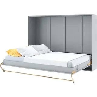 Furniture24 Schrankbett Concept PRO Horizontal, Wandklappbett, Bettschrank, Wandbett, Schrank mit integriertem Klappbett, Funktionsbett 140 x 200 cm, Grau, Horizontal - Grau