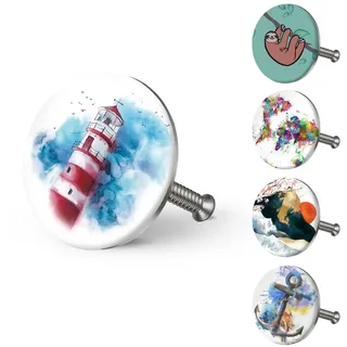 arteneur® - Badewannenstöpsel Universal mit Motiv Leuchtturm | Dreifach Dichtung | Verstellbar | Rostfrei | Extra Schwer für stabilen Halt | Stöpsel Badewanne Zubehör