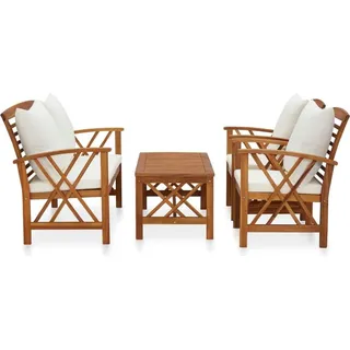 vidaXL 4-tlg. Garten-Lounge-Set mit Auflagen Akazie weiß