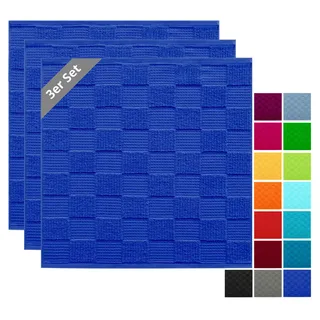 Lashuma Geschirrtücher 100% Baumwolle - Küchenhandtücher & Geschirrhandtücher 50x50 cm Waffelpique & Frottee Blau - Königsblau, 3er Set