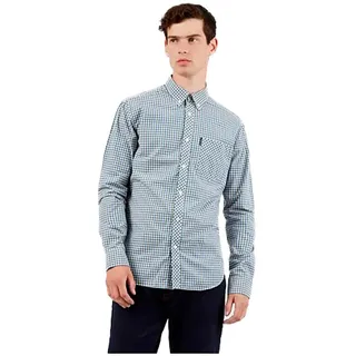 Ben Sherman Signature Gingham Langarmhemd - White / Blue - S