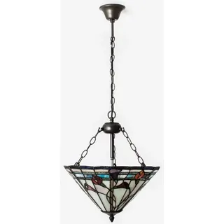 Casa Padrino Luxus Tiffany Hängeleuchte Mehrfarbig Ø 40 cm - Art Deco Tiffany Hängelampe - Wohnzimmer Hängeleuchte - Deko Hängeleuchte - Luxus Tiffany Leuchten - Art Deco Leuchten