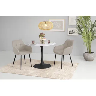 Hela »MOSEL« 3 Stk. tlg. Tisch 90x75 cm, Platte rund, gesinterter Stein, Armlehnenstuhl