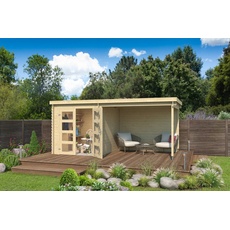 Bild von Gartenhaus »Long Beach, Naturbelassen«, (Set), mit Anbau, beige