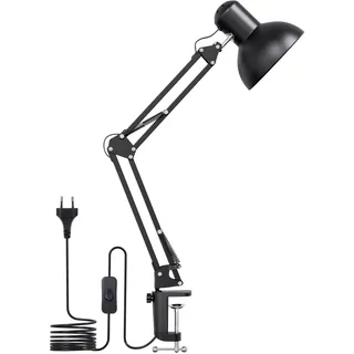 Lepro Schreibtischlampe Retro, Klemmbare Tischlampe E27, LED Büro Leselampe Nachttischlampe Verstellbare, Gelenk-Arm, schwenkbar, Tageslichtlampe Schreibtisch leuchte, HxBxT: 38 x 15 x 27cm, Schwarz