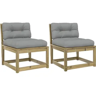 Gartensofas mit Kissen 2 Stk. Kiefernholz Imprägniert - Braun