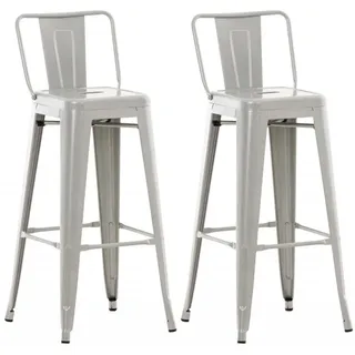 CLP Barhocker 2er Set mit Lehne im Industrial-Look Mason, mit Rückenlehne silber - Silber