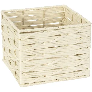Wenko Badbox Vabriano Aufbewahrungskorb aus Papier-Geflecht 24 x 18,5 x 24 cm beige
