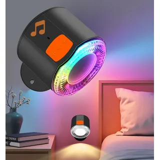 LED Wandleuchte Wandlampe Innen Akku Ohne Stromanschluss mit Bluetooth Lautsprecher, Nachttischlampe Wand mit Schalter, Nachtlicht Dimmbar 3 FarbT‌ Bilderleuchte Kabellos, 360° Drehbar Beleuchtung