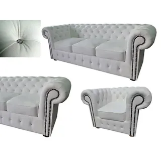 JV Möbel Chesterfield Sofa Sitz 3+2+1 Garnitur - Grau