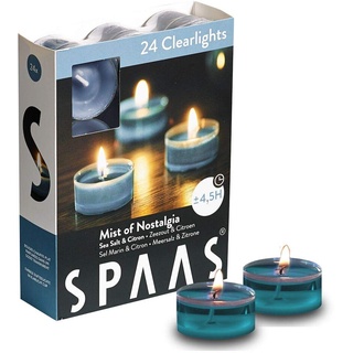 Spaas 24 Duftenden Clearlights, Teelichter mit durchsichtigem Halter, ± 4,5 Stunden - Mist of Nostalgia, 0338340.519, Meeresblau, D 38 mm x H 19 mm