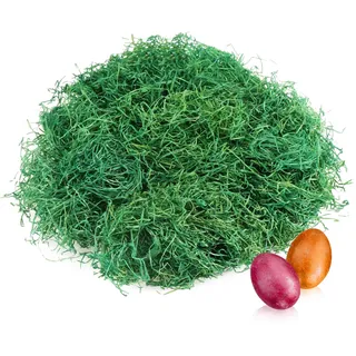COM-FOUR com-four® 125g Ostergras in grün für Osternester - Osterdeko zum Basteln - Holzwolle für Osterkörbe (Set1 - Ostergras grün - 125g)