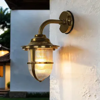 Außenleuchte aus Messing Riffelglas Maritime Laterne Schiffslampe Hof Haus Wand