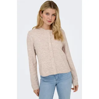 Strickjacke ONLY "ONLSIMONI L/S O-NECK CARDIGAN KNT NOOS", Damen, Gr. XL, beige (pumice stone detail:melange), Strick, Obermaterial: 74% Polyacryl, 24% Polyester, 2% Elasthan, meliert, relaxed fit hüftlang, Rundhals, Rippbündchen, Strickjacken Strickjacke, Materialmix, relaxed fit